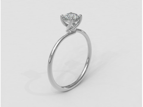 Twist Solitaire Ring - 5mm 3D Print Model