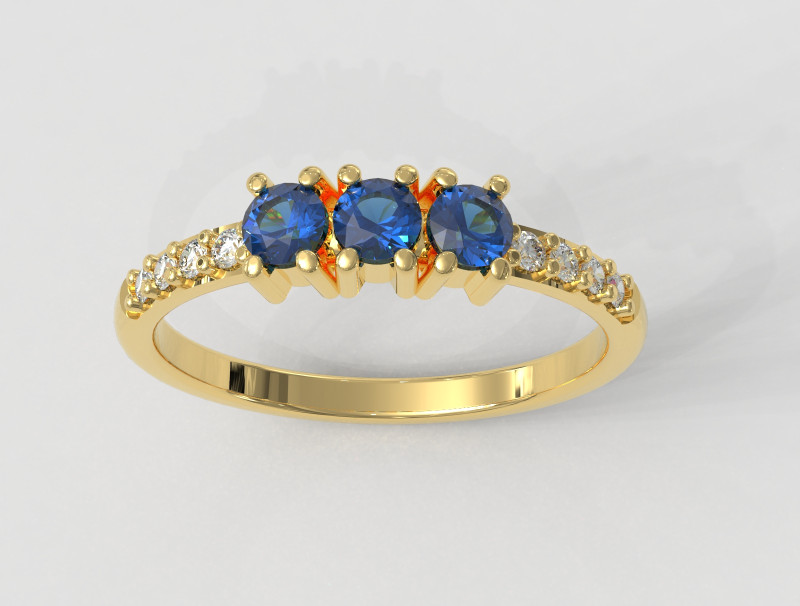 Three Stones Ring 3D Print Model .c4d .max .obj .3ds .fbx .stl .blend