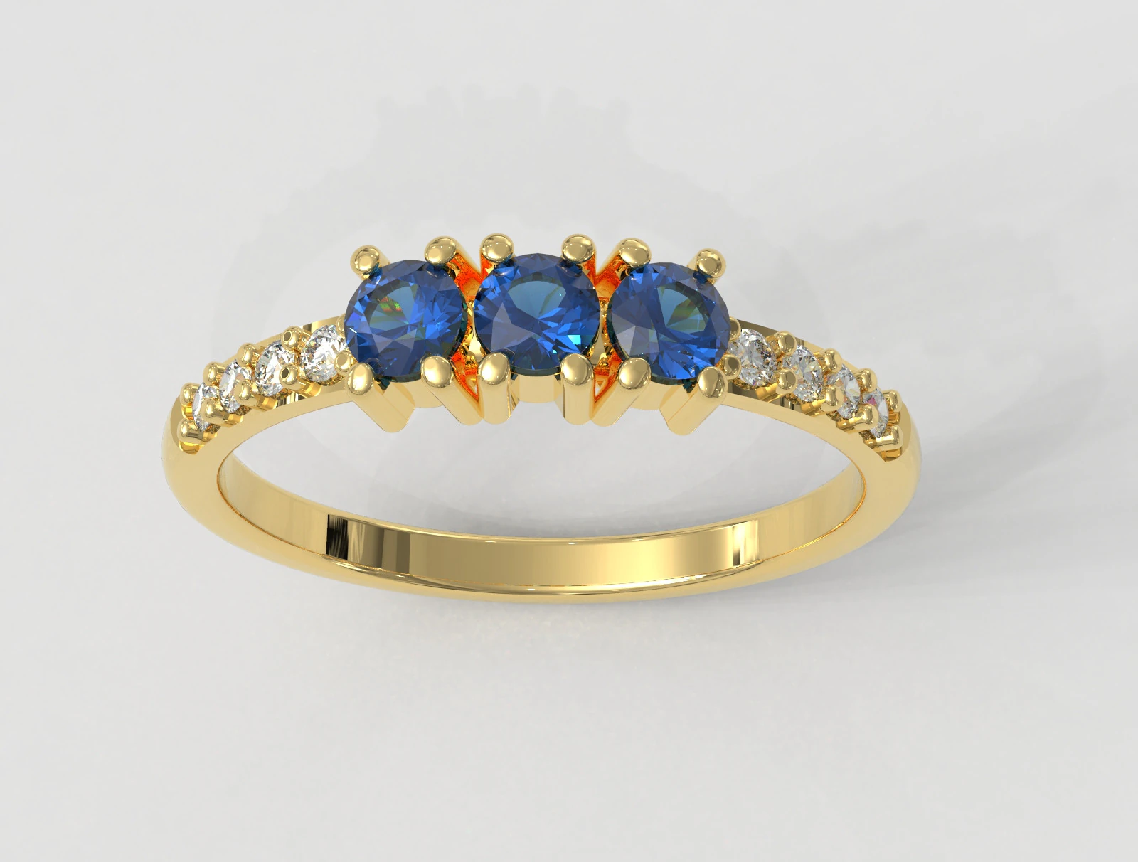 Three Stones Ring 3D Print Model .c4d .max .obj .3ds .fbx .stl .blend 
