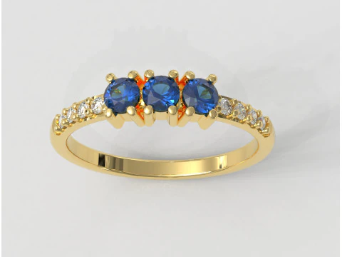 Anel de Tr&ecirc;s Pedras Modelo de Impressão 3D