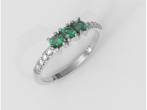 Three Stones Ring 3D Print Model