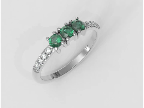 Three Stones Ring 3D Print Model