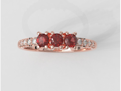Three Stones Ring 3D Print Model
