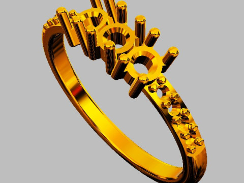 Three Stones Ring 3D Print Model