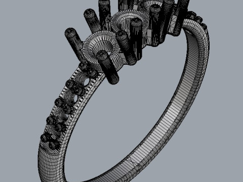 Three Stones Ring 3D Print Model