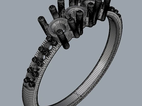 Three Stones Ring 3D Print Model