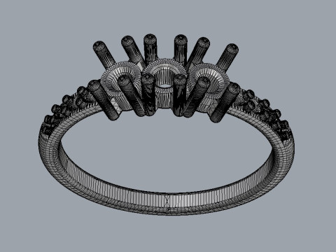 Three Stones Ring 3D Print Model