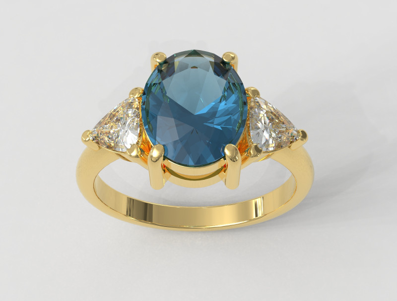 Classic Oval Gemstone Ring 3D-printmodel .c4d .max .obj .3ds .fbx .stl .blend 