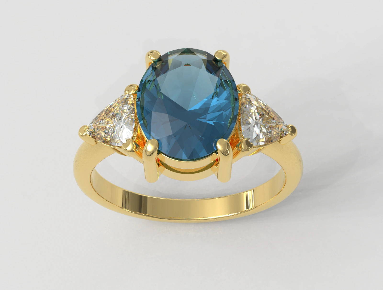 Classic Oval Gemstone Ring 3D Print Model .c4d .max .obj .3ds .fbx .stl .blend