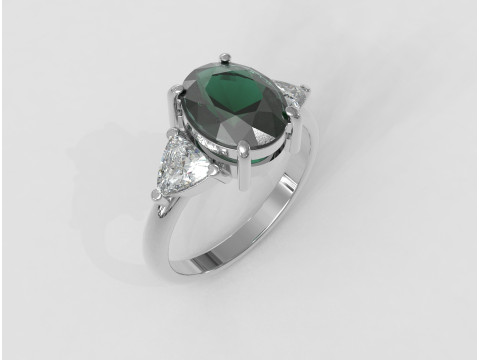 Classic Oval Gemstone Ring 3D-printmodel