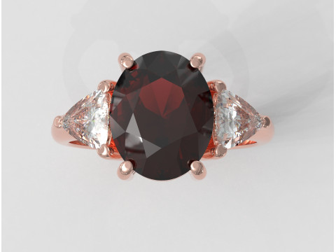 Classic Oval Gemstone Ring 3D-printmodel