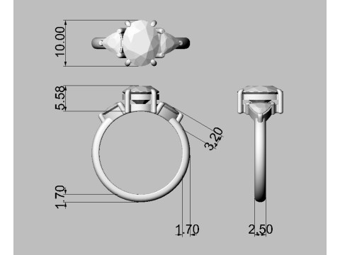 Classic Oval Gemstone Ring 3D-printmodel