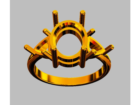 Classic Oval Gemstone Ring 3D-printmodel