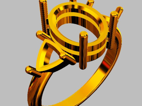 Classic Oval Gemstone Ring 3D-printmodel