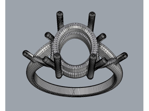 Classic Oval Gemstone Ring 3D-printmodel