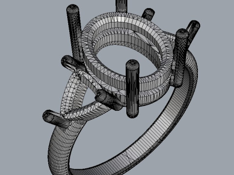 Classic Oval Gemstone Ring 3D-printmodel