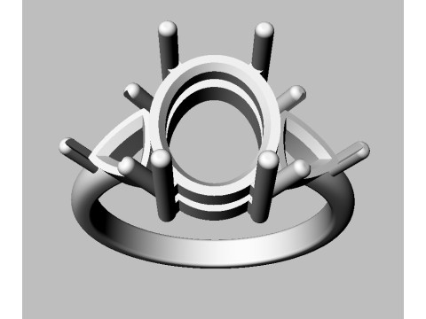 Classic Oval Gemstone Ring 3D-printmodel