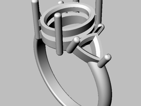 Classic Oval Gemstone Ring 3D-printmodel