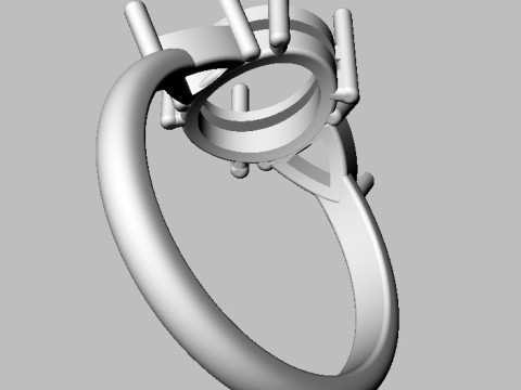 Classic Oval Gemstone Ring 3D-printmodel