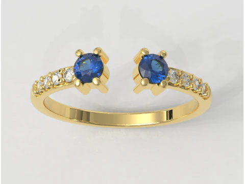 Відкрити кільце з дорогоцінним камінням 3D Принт Модель