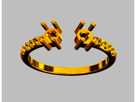 Open Gemstone Ring 3D Print Model