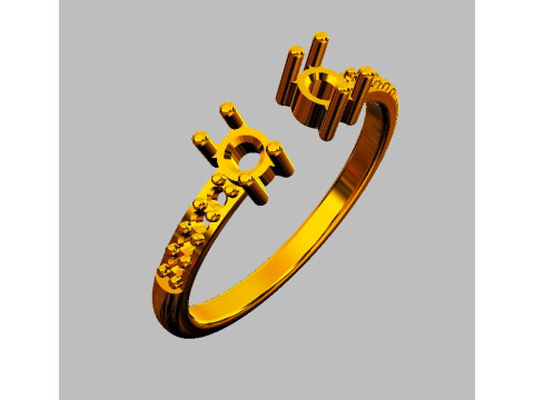 Open Gemstone Ring 3D Print Model