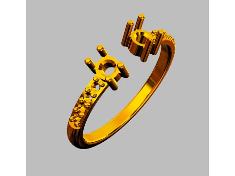 Open Gemstone Ring 3D Print Model