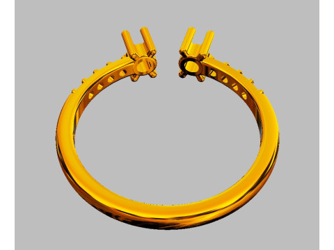 Open Gemstone Ring 3D Print Model