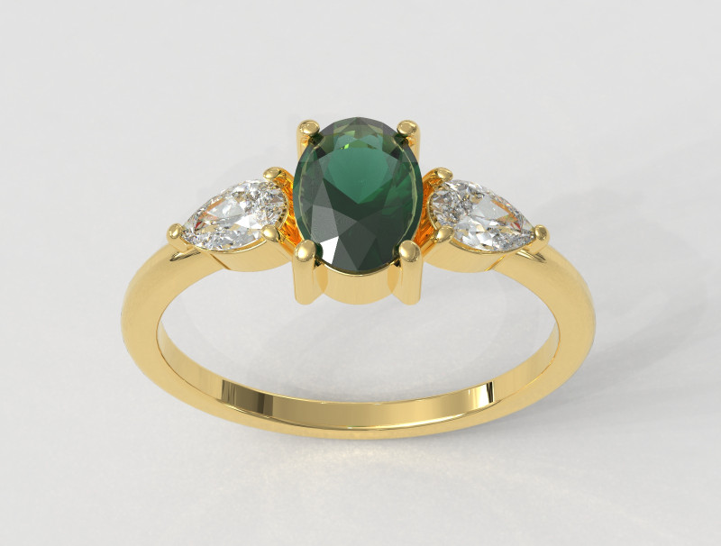 Classic Oval Gemstone Ring Model Cetak 3D .c4d .max .obj .3ds .fbx .stl .blend 