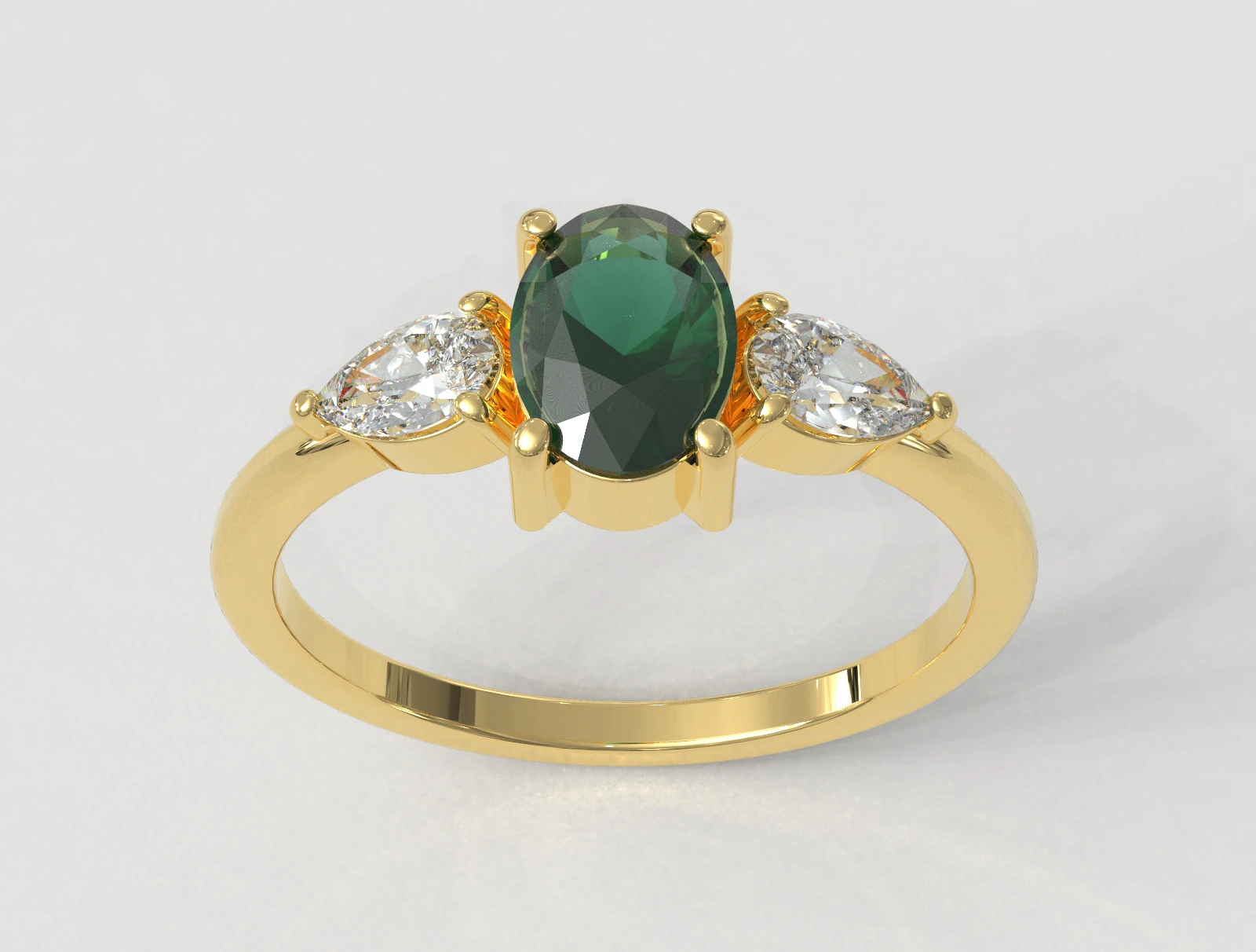Classic Oval Gemstone Ring 3D Print Model .c4d .max .obj .3ds .fbx .stl .blend 