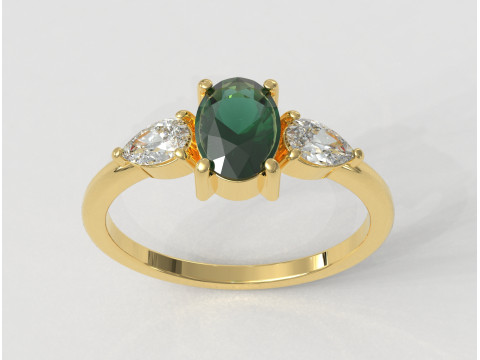 Classic Oval Gemstone Ring 3Dプリントモデル