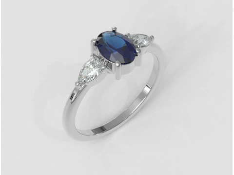 Classic Oval Gemstone Ring 3D Print Model