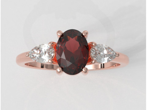 Classic Oval Gemstone Ring Model Cetak 3D