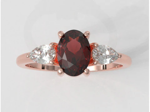 Classic Oval Gemstone Ring 3D Print Model