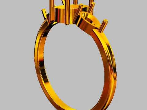 Classic Oval Gemstone Ring 3D Print Model