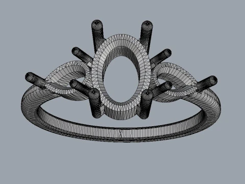 Classic Oval Gemstone Ring 3D Print Model