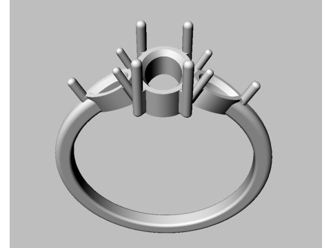 Classic Oval Gemstone Ring Model Cetak 3D