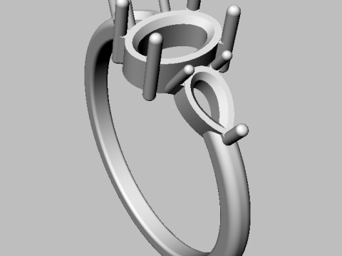 Classic Oval Gemstone Ring Model Cetak 3D