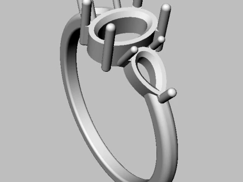 Classic Oval Gemstone Ring 3D Print Model