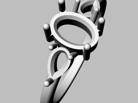 Classic Oval Gemstone Ring Model Cetak 3D