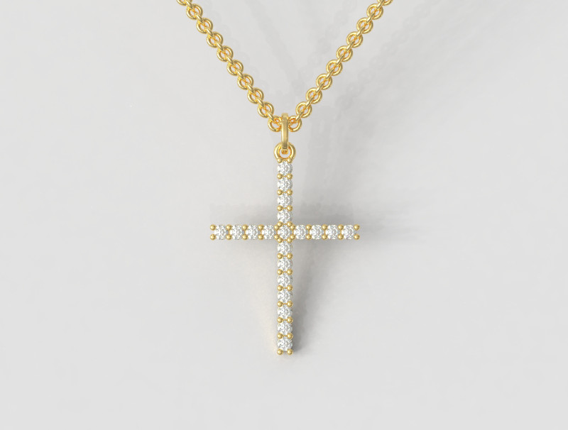 2mm Diamond Cross Pendant 3Dプリントモデル .c4d .max .obj .3ds .fbx .stl .blend 