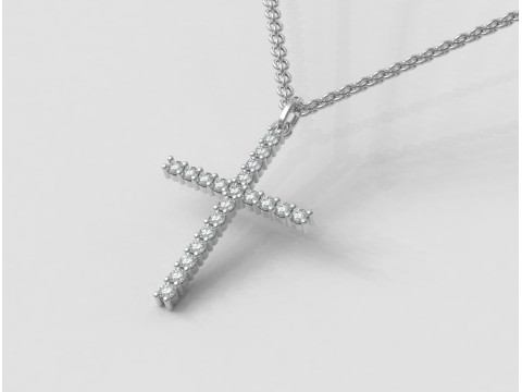 2mm Diamond Cross Pendant 3Dプリントモデル