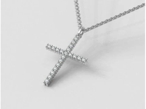 2mm Diamond Cross Pendant 3D Print Model