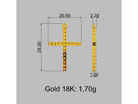 2mm Diamond Cross Pendant 3Dプリントモデル
