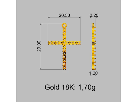 2mm Diamond Cross Pendant 3D Print Model