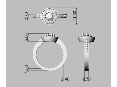 5mm Diamond Solitaire Ring 3D Print Model
