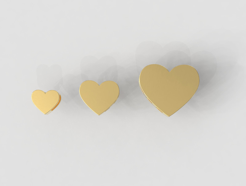 3 Heart Pendants - 7mm 10mm 15mm Modelo de impresión 3D .c4d .max .obj .3ds .fbx .stl .blend 