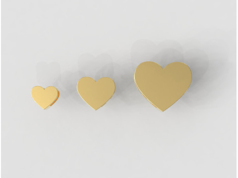 3 Heart Pendants - 7mm 10mm 15mm 3D Baskı Modeli