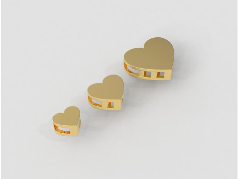 3 Heart Pendants - 7mm 10mm 15mm Modelo de impresión 3D