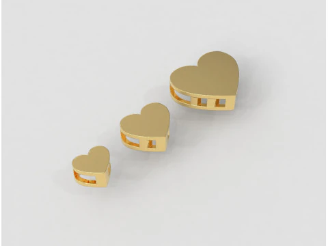 3 Herzanh&auml;nger &ndash; 7 mm, 10 mm, 15 mm 3D Druckmodell